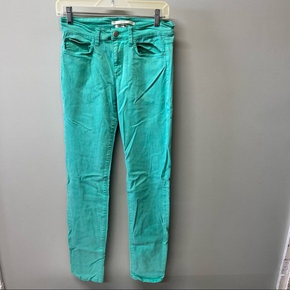 Blue Saks Fifth Avenue women's 28 green straight leg jeans  length 31.5 as shown - Picture 1 of 9